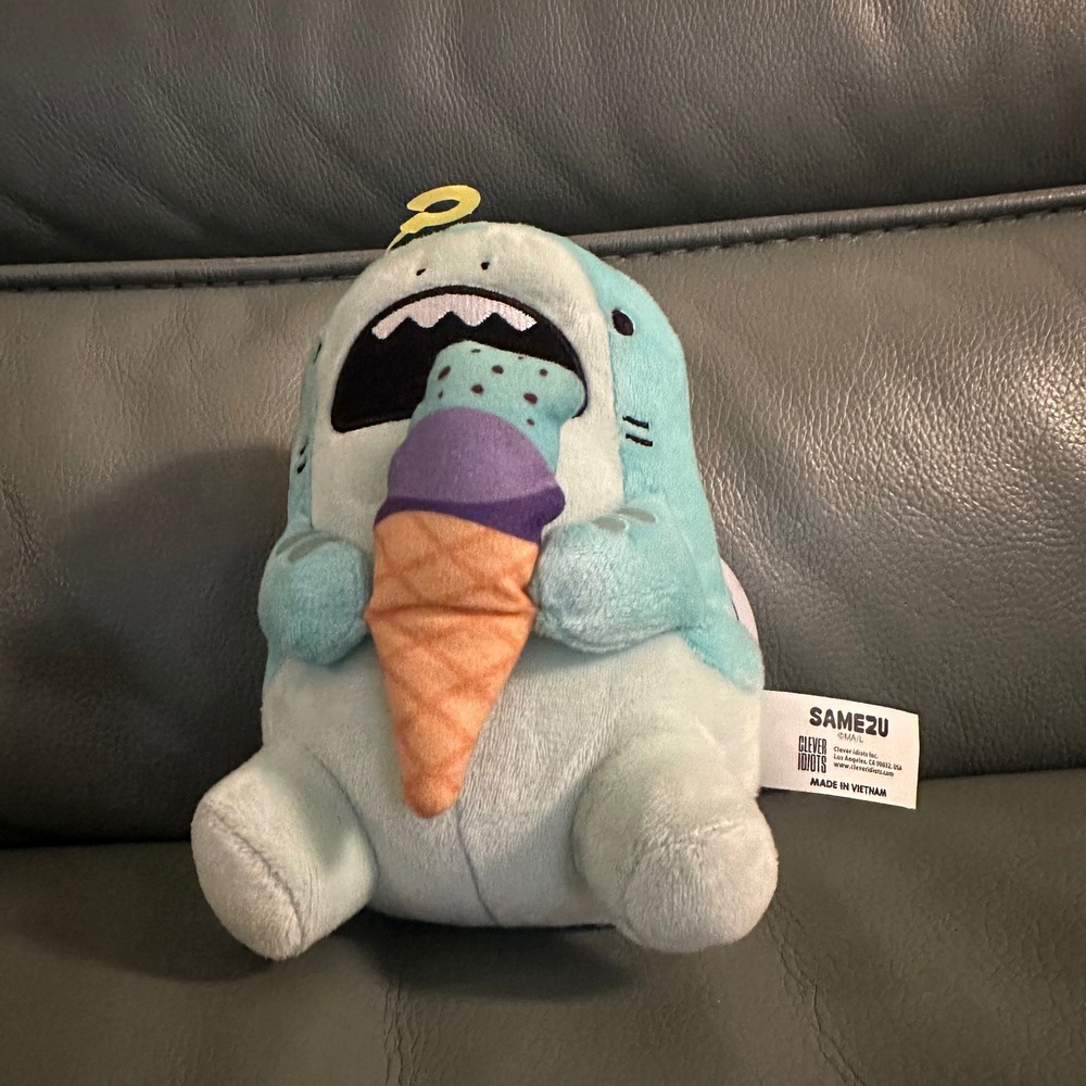 Samezu Nom Nom Plush‎ Tiger Shark Eating Ice Cream Cone Blue SS-065R NWT 2023